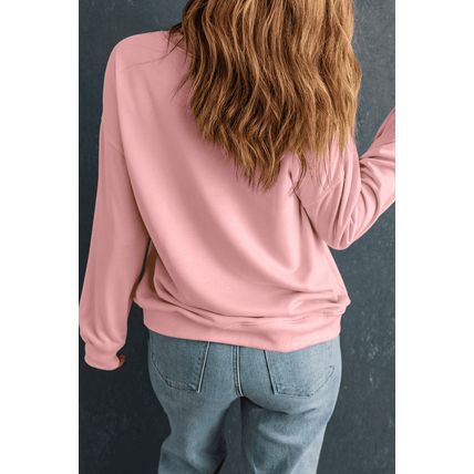 Pink LOVE Graphic Drop Shoulder Valentines Pullover Sweatshirt