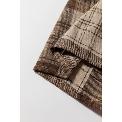 Beige Plaid Patchwork High Waist Sweatshirt Mini Dress