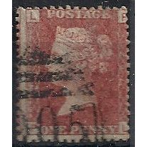 1858 SG43 1d Red Plate 207 Good Used Check Letters "PL".