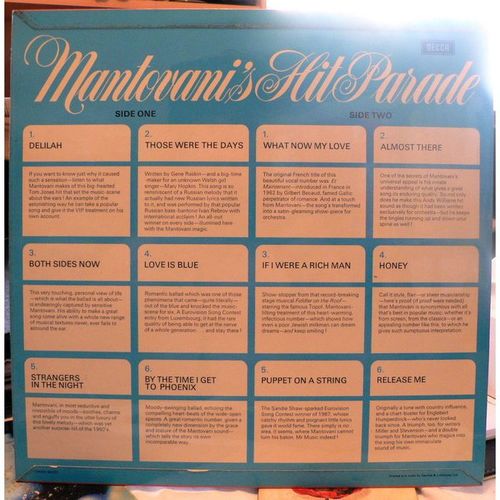 Mantovani's Hit Parade - Readers Digest - 1969 - Decca RDS 6897