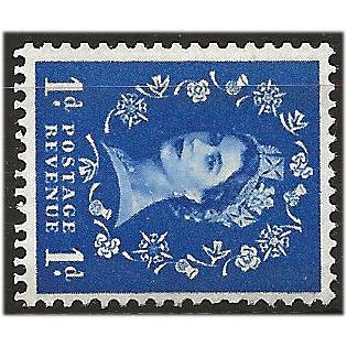 1960 SG611a 1d Ultramarine Crowns Phosphor Wmk Sideways Mounted Mint. . .