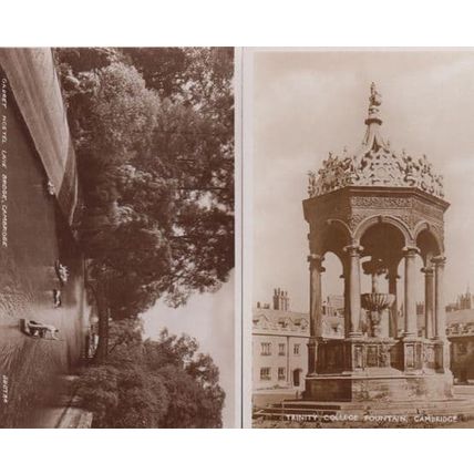 Trinity College Fountain Cambridge Garret Hostel Lane Bridge Real Photo Postcard