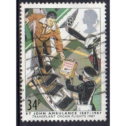 GB 1987 Centenary of St John's Ambulance - Air Wing Transporting Organs 34p Used