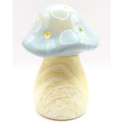 Grey Ceramic Mushroom Ornament LED 13.5 CM Light Home Decor Gift Decor Christmas