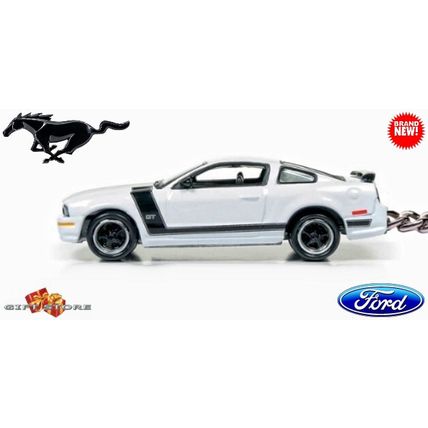 RARE KEYCHAIN WHITE FORD MUSTANG GT BOSS CUSTOM Ltd Ed.