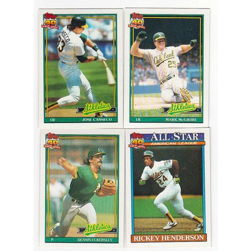 1991 Topps Oakland Athletics team set with traded - 34 cards- Factory Set Fresh!