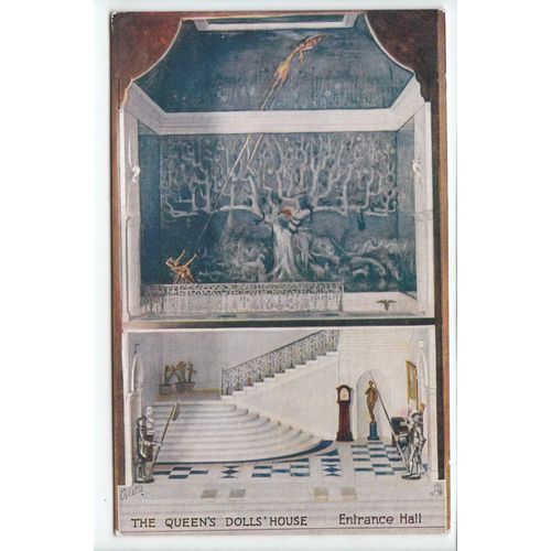 The Queens Dolls House Entrance Hall Tuck's Oilette Postcard QD5