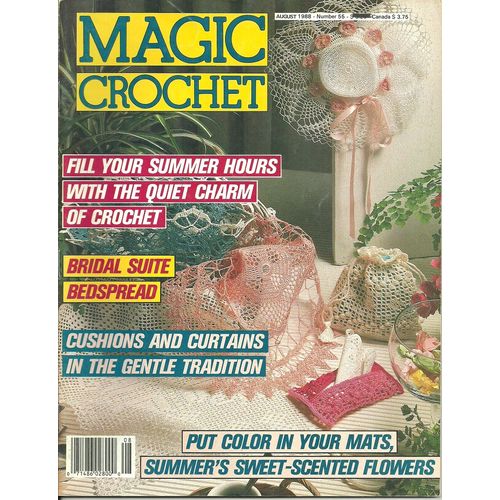 Magic Crochet Magazine August 1988 #55 Bedspread Curtains Collars Doilies Mats