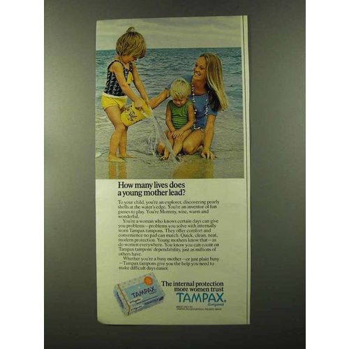 1973 Tampax Tampons Ad - Young Mother