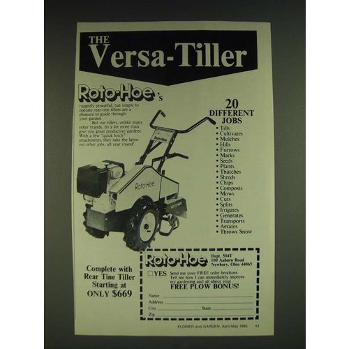 1985 Roto-hoe Versa-Tiller Ad - The Versa-Tiller