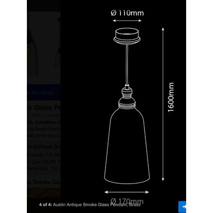 Smoked Glass Pendant Light Kitchen / Bedroom Vaulted Ceiling Lights Chandelier