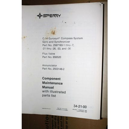 Honeywell C14, GYROSYN Compass, Synchro, Flux Valve, Annunc/Maintenance Manual