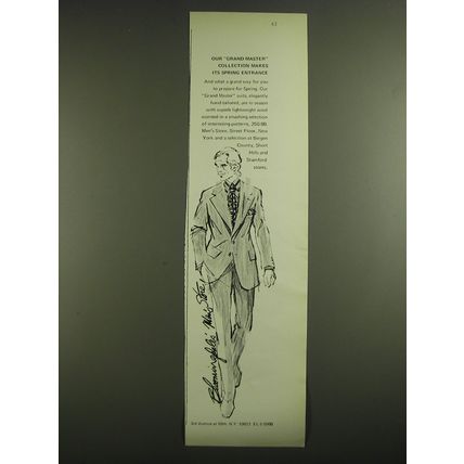 1971 Bloomingdales' Men's Store Grand Master Suits Advertisement