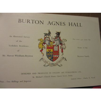 BURTON AGNES HALL, Yorkshire 1956 history/guide book 30 plates =
