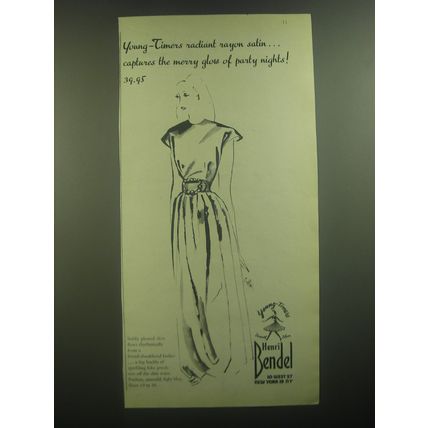 1944 Henri Bendel Dress Ad - Young-Timers Captures the Merry Glow