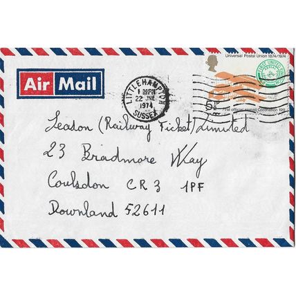 GB 1974 cover UPU stamp & Littlehampton pm
