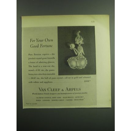 1949 Van Cleef & Arpels Pin Ad - For your own good fortune