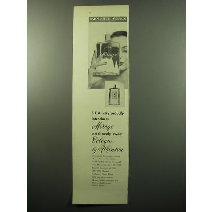 1950 Saks fifth Avenue Atkinson Mirage Perfume Advertisement