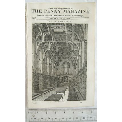 1835 The Penny Magazine No. 208 The Inns of Court