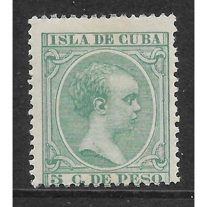 CUBA ISLA DE CUBA 1890 BABY KING ALFONSO XIII 5c GREEN SG 150 M MINT