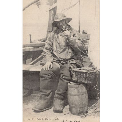 Dieppe French Fisherman Antique Postcard