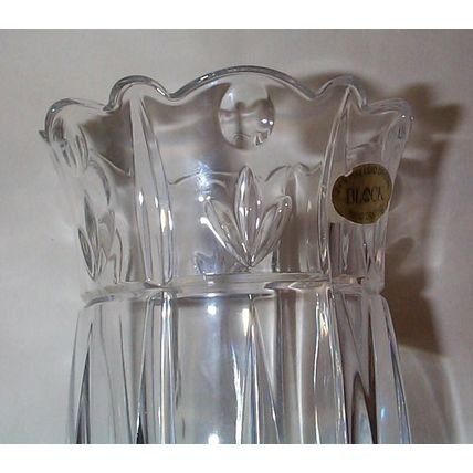 Vintage Block Tulip 7 Inch Garden Vase - 24% Lead Crystal Hand Crafted - Poland