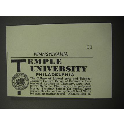 1933 Temple University Ad - Temple University Philadelphia