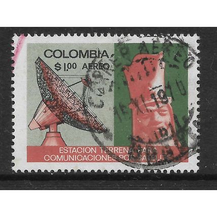 COLOMBIA 1970 1p DISH AERIALS AND ANCIENT HEAD SG 1256 FINE USED#