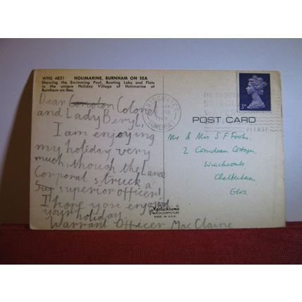 HOLIMARINE, BURNHAM-ON-SEA, SOMERSET used postcard 1968 pm /