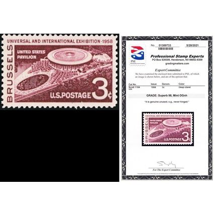 1104, Mint NH Superb 3¢ With Graded 98 PSE Certificate* Stuart Katz