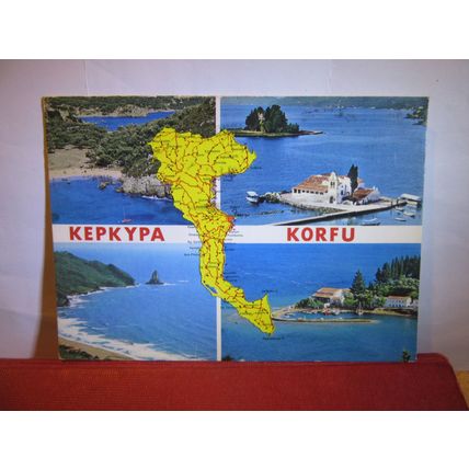 multiview, KEPKYPA, CORFU, GREECE used postcard 1985 pm =