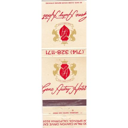 Gene Autry Hotel, Palm Springs, CA - Vintage Matchbook Cover