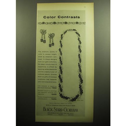 1958 Black Starr & Gorham Jewelry Ad - Color Contrasts