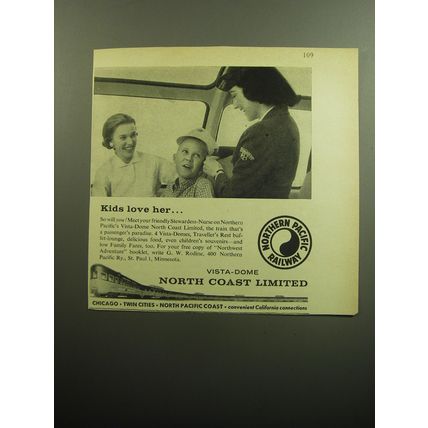 1958 Northern Pacific Railway Ad - Kids love her