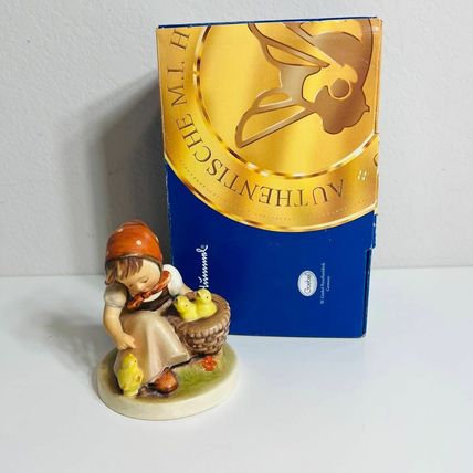Goebel Hummel Chick Girl Figurine German Hand-Painted Sculpture Red Handkerchief