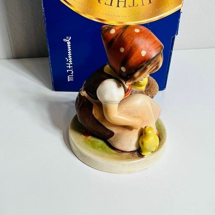 Goebel Hummel Chick Girl Figurine German Hand-Painted Sculpture Red Handkerchief
