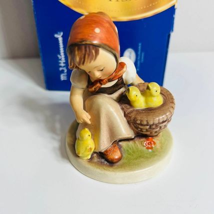 Goebel Hummel Chick Girl Figurine German Hand-Painted Sculpture Red Handkerchief