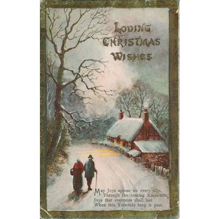 PC21184 Greeting Postcard. Loving Christmas Wishes. Winter Scene. 1931