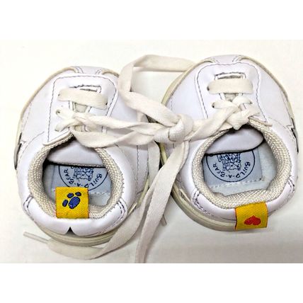 Build A Bear Workshop Tennis Shoes White W/ Silver Star Lace Up Leather Light Up