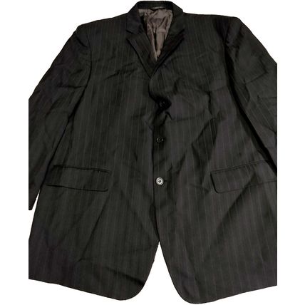 Angelo Rossi Mens Sports Coat Black Striped Inner Pockets Button Sleeve