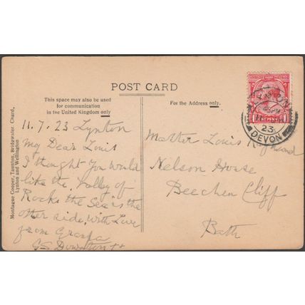 Valley of Rocks, Lynton, Devon, 1923 - Montague Cooper Postcard