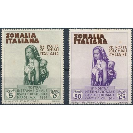 2nd Colonial Exhibition, Naples - Italian Somalia 1934 - NM H - MiNr 197 & 200