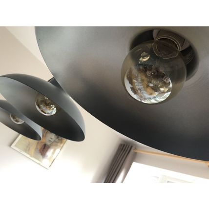 3 Way Industrial Style Metal Light In Black With Grey Shades ES (e27) Fittings