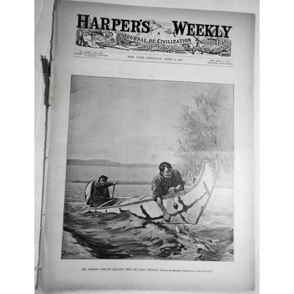Big Fishing. Indians on Lake Nepigon. Frederick Remington Harper's Weekly 1891