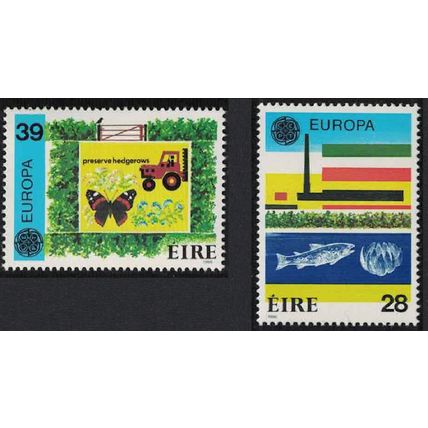 Ireland Butterfly Fish Tractor Flag Europa 2v 1986 MNH SG#635-636
