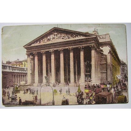 1907 Colour Postcard Royal Exchange & Bank London