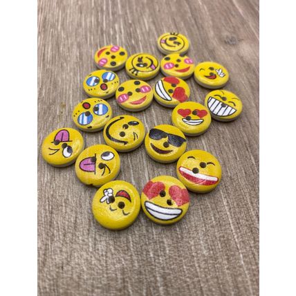 15mm Orange Buttons Wooden Smiley Faces Childrens Sewing Scrapbooking Crafts