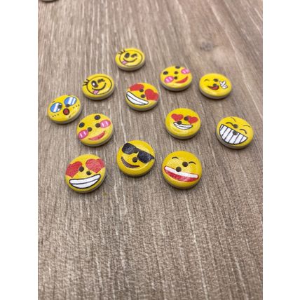 15mm Orange Buttons Wooden Smiley Faces Childrens Sewing Scrapbooking Crafts