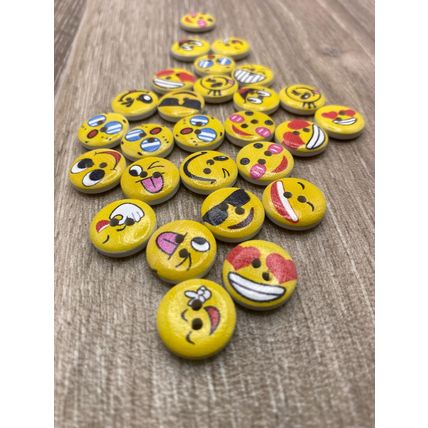 15mm Orange Buttons Wooden Smiley Faces Childrens Sewing Scrapbooking Crafts