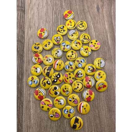 15mm Orange Buttons Wooden Smiley Faces Childrens Sewing Scrapbooking Crafts
